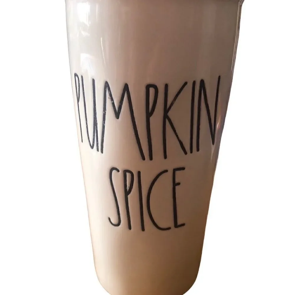 Rae Dunn Pumpkin Spice Ceramic Coffee Travel Mug With Lid Artisan Collection